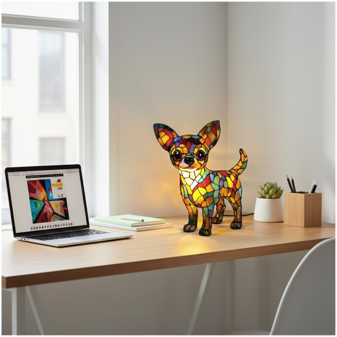 Chihuahua Pup Mosaic Lamp