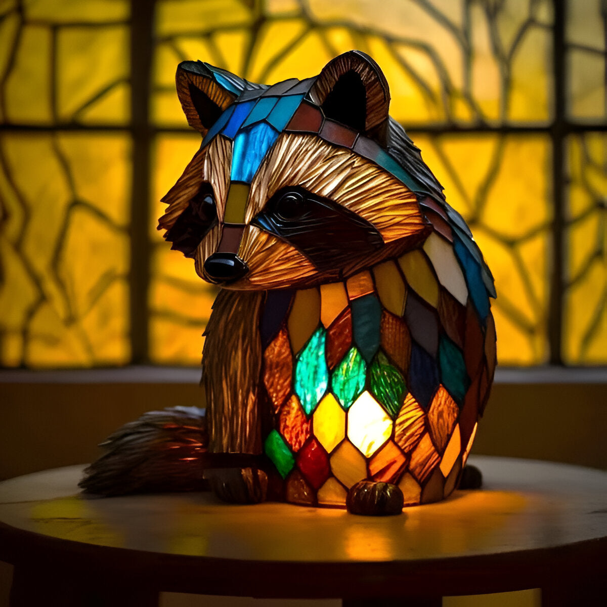Jackie – Raccoon Mosaic Lamp