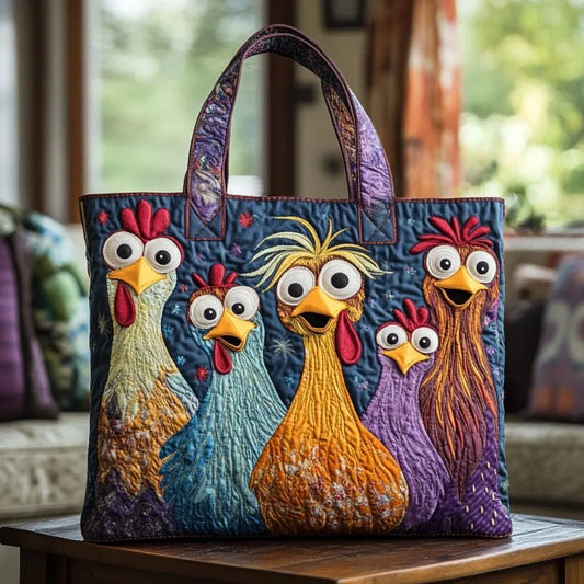 Quilted Tote Bag – Colourful Hens