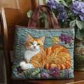 Quilted Tote Bag – Ginger Cat & Blossoms