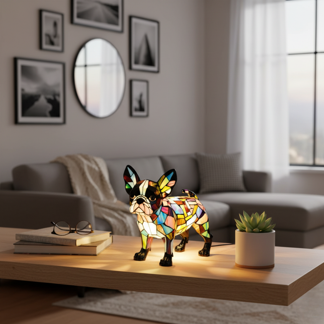 Boston Terrier Mosaic Lamp