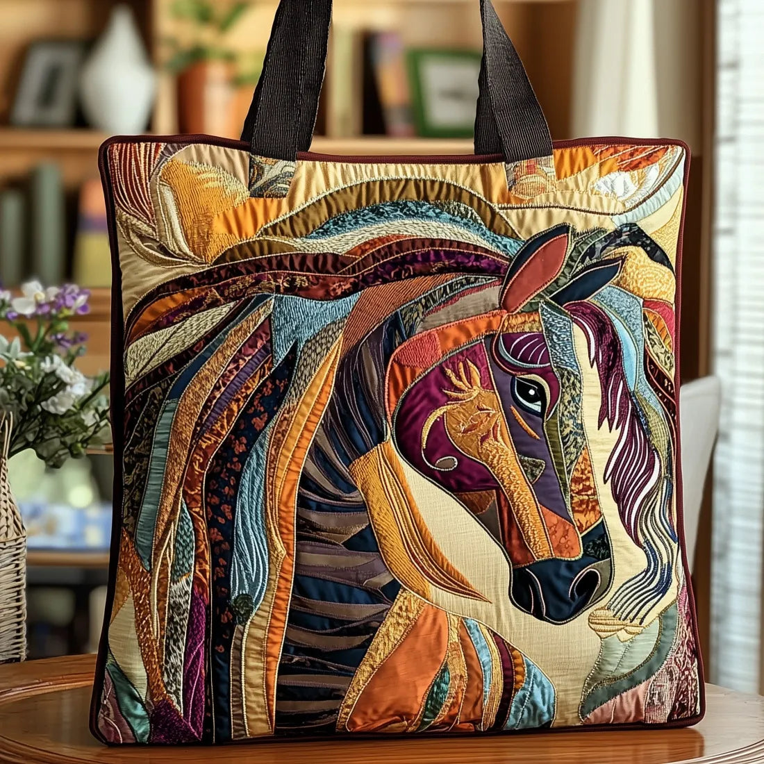 Quilted Tote Bag – Mosaic Horse