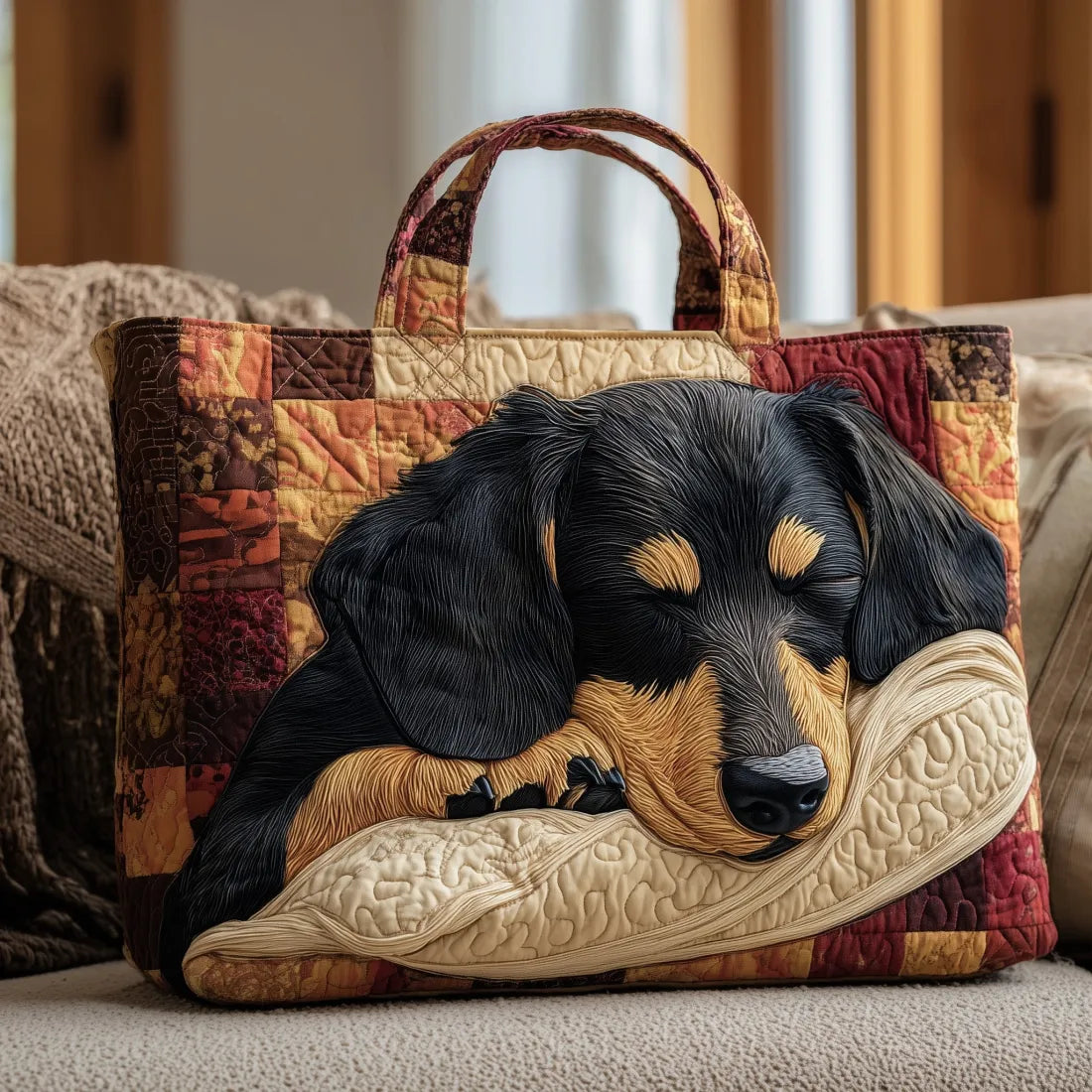 Quilted Tote Bag – Sleepy Dachshund
