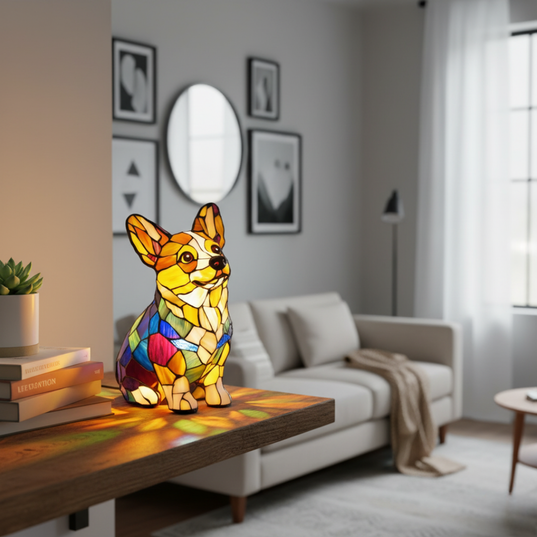 Happy Corgi Mosaic Lamp