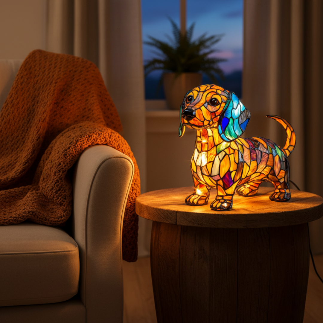 Dachshund Mosaic Lamp