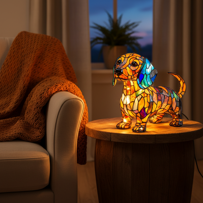 Dachshund Mosaic Lamp
