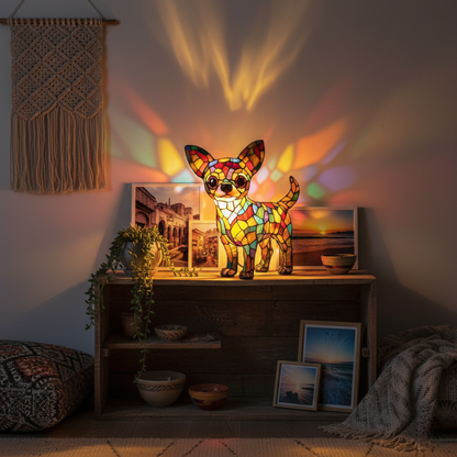 Chihuahua Pup Mosaic Lamp