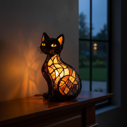 Midnight Cat Mosaic Lamp