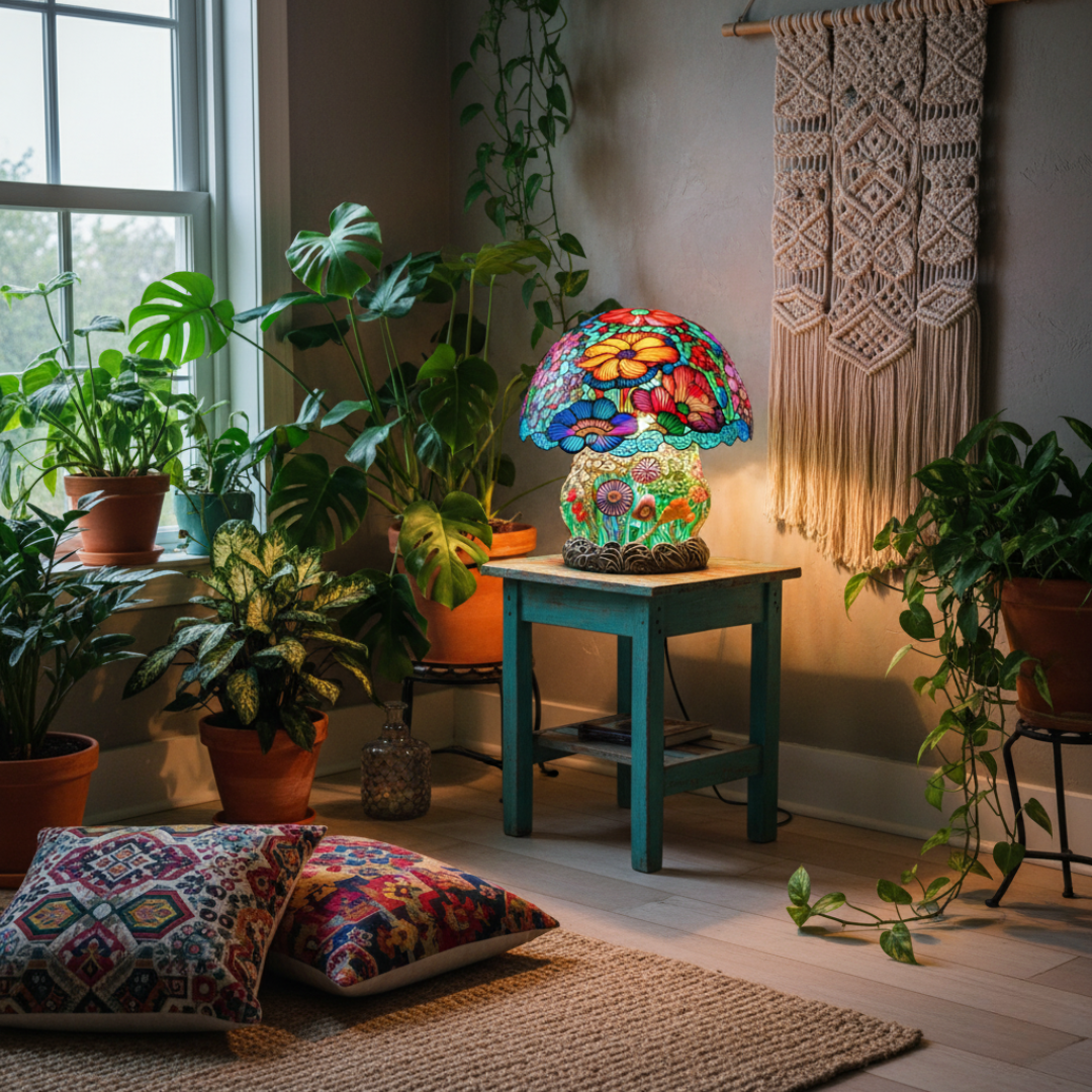 Glazed Mushroom Mosaic Lamp
