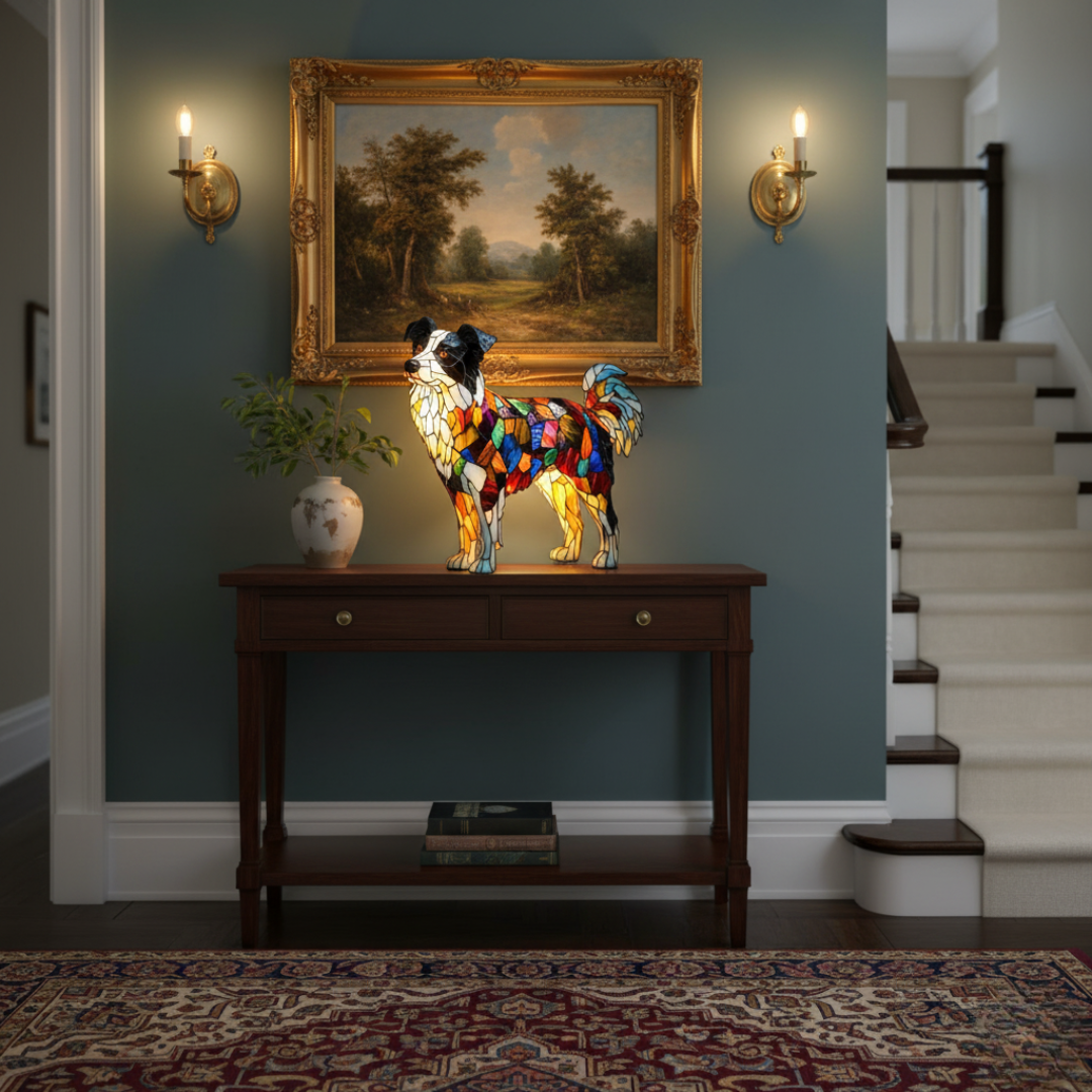 Border Collie Mosaic Lamp