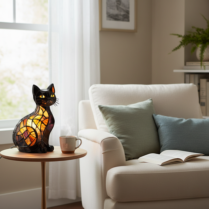 Midnight Cat Mosaic Lamp