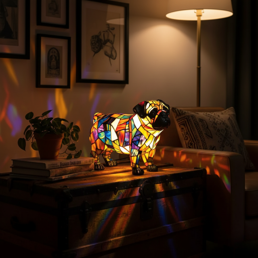 Pug Mosaic Lamp