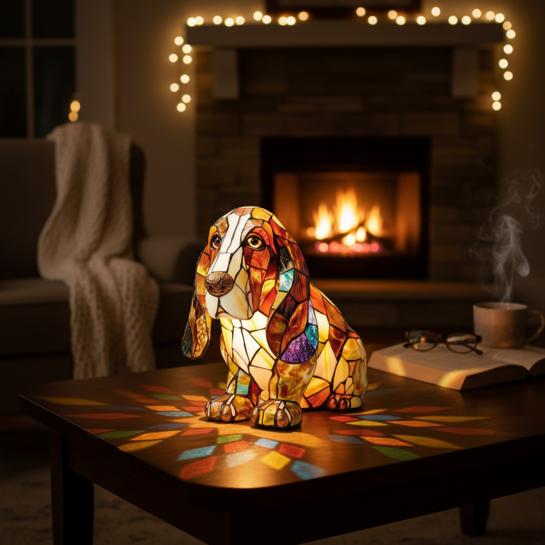 Serene Dog Mosaic Lamp