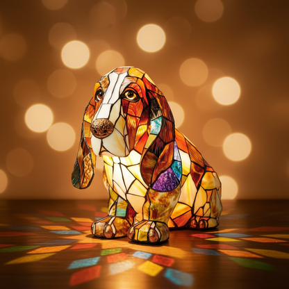 Serene Dog Mosaic Lamp