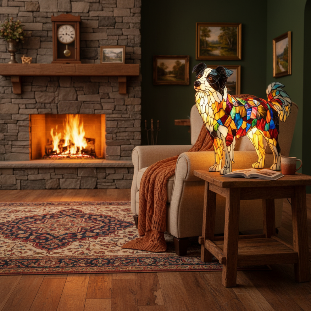 Border Collie Mosaic Lamp