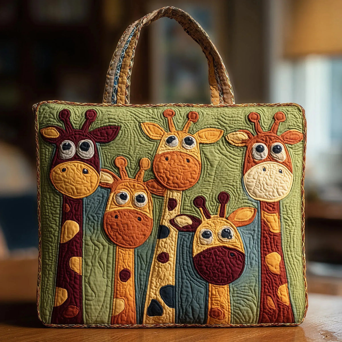 Quilted Tote Bag – Giraffe Family