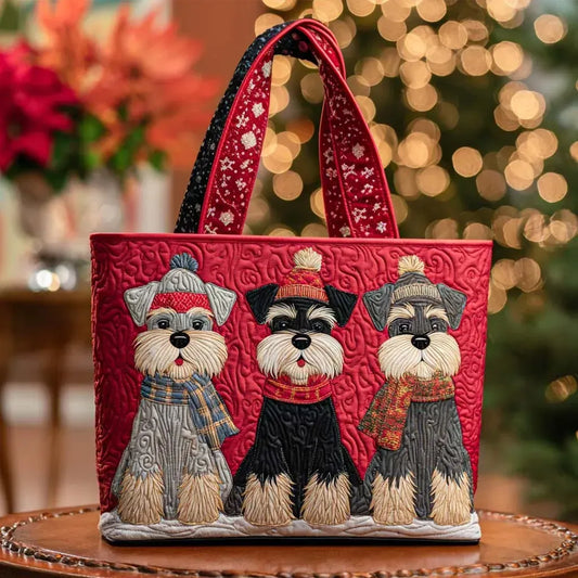 Quilted Tote Bag – Winter Puppies