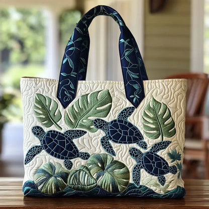 Quilted Tote Bag – Sea Turtle Grace