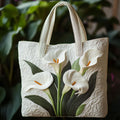 Quilted Tote Bag – White Calla Lilies