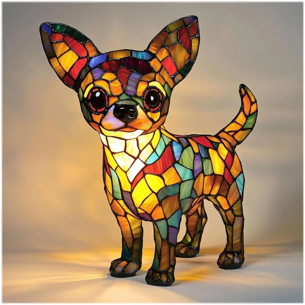 Chihuahua Pup Mosaic Lamp
