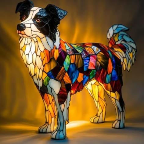 Border Collie Mosaic Lamp