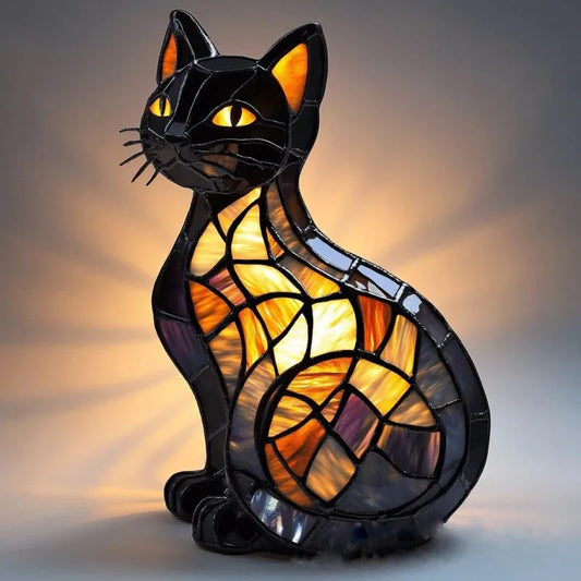 Midnight Cat Mosaic Lamp