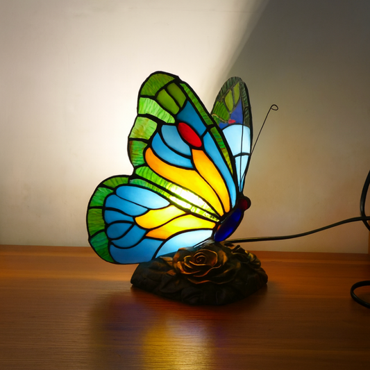 Blue Butterfly Mosaic Lamp
