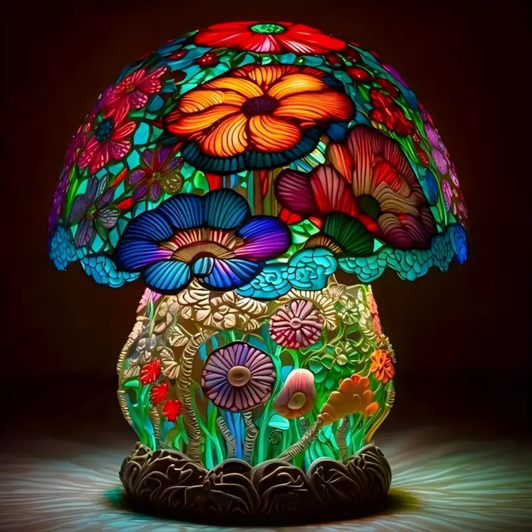 Glazed Mushroom Mosaic Lamp